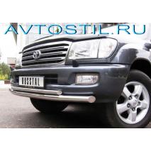 Land Cruiser 100 Защита переднего бампера труба двойная 60/42 мм нержавейка