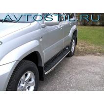 Prado 120 Обвод штатного порога труба 42 мм нержавейка