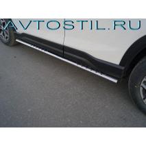 SUBARU FORESTER 2018 Пороги овальные с проступью 75х42 мм нержавейка