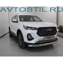 Tiggo 7 Pro 2021 Защита передняя труба овальная 75х42 мм нержавейка