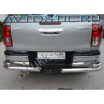 Hilux Защита заднего бампера уголки двойные 76/42 мм нержавейка длинные