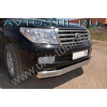 Land Cruiser 200 Дуга передняя по низу бампера двойная 60/60 мм нержавейка
