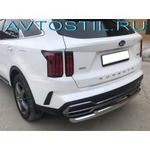Sorento Защита заднего бампера труба двойная 60/42 мм нержавейка
