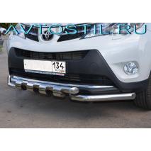 RAV4 Защита передняя 60 мм с декором элементами нержавейка G