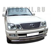 LX 470 Защита переднего бампера d76/75x42 двойная с овалом нержавейка