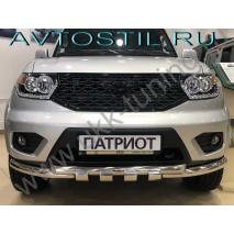 Uaz Patriot Защита переднего бампера труба двойная d60/60 нержавейка G