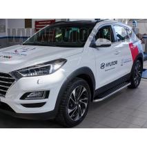 Tucson Пороги подножки площадки с резиновой накладкой Premium
