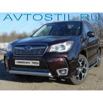 SUBARU FORESTER 2013 Защита передняя труба овальная короткая 75х42 мм нержавейка