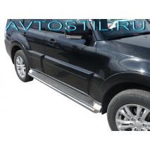 Pajero 4 Защита штатного порога d53 мм. нержавейка 2 шт