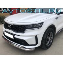 Sorento Защита переднего бампера труба двойная 60/42 мм нержавейка