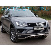 Touareg R-Line Передняя защита бампера кенгурин 60/42 мм нержавейка
