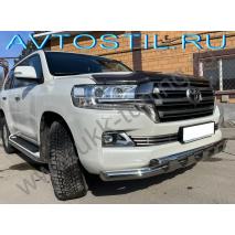 Land Cruiser 200 Защита переднего бампера труба двойная 76/60 мм с перемычками