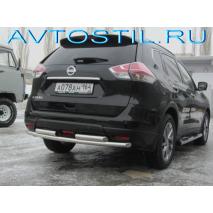 X-Trail Защита заднего бампера труба двойная 57/42 мм нержавейка