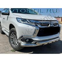 Pajero Sport Передняя защита труба двойная 76 мм нержавейка G