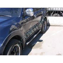 Pajero 3 Боковая защита пороги трубы 76 мм со степами нержавейка