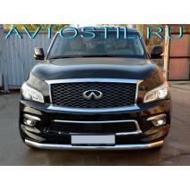 QX 80 2017 Защита переднего бампера труба d76 нержавейка