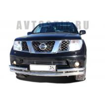 Navara Frontier 2005 Передняя защита труба двойная 76/53 мм нержевейка