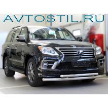 LX 570 Sport 2013 Защита переднего бампера труба двойная 76/60 мм нержавейка