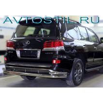 LX 570 Sport 2012-2014 Защита заднего бампера волна 76+53 мм нержавейка