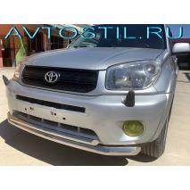RAV4 Защита переднего бампера труба двойная 60/42 мм нержавейка
