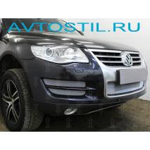 Touareg 2007 Сетки на боковые решетки бампера 4 части серебро