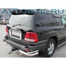 LX 470 Защита заднего бампера углы двойные 76/42 мм нержавейка