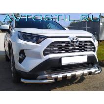 RAV4 Защита переднего бампера 60 мм длинная нержавейка G