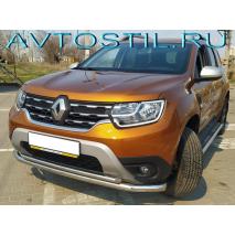 Duster Защита переднего бампера труба двойная 60/42 мм нержавейка