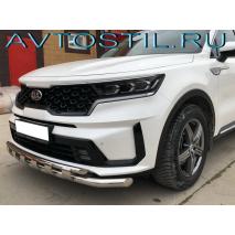 Sorento Защита переднего бампера труба двойная с перемычками 60/42 мм нержавейка