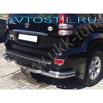 Prado 120 Задняя защита бампера уголки 60/42 мм нержавейка под фаркоп