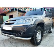 Niva 2010 Передняя защита труба с перемычками 60/42 мм нержавейка