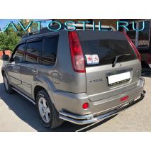 X-Trail Защита заднего бампера угловая большая двойная 60/42 мм нержавейка