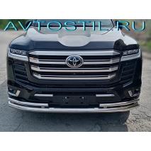 Land Cruiser 300 Защита переднего бампера труба с углами 76/43 мм нержавейка