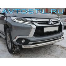 Pajero Sport Защита переднего бампера труба 60 мм нержавейка