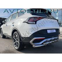 Sportage Защита заднего бампера труба двойная 60/42 мм с перемычками нержавейка