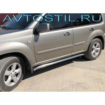 X-Trail Защита штатного порога труба 60 мм нержавейка