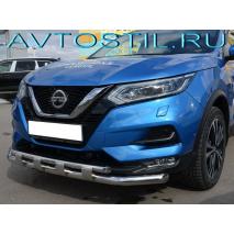 Qashqai Защита переднего бампера труба двойная с перемычками d60/42 нержавейка