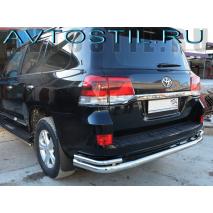 LX 570 Защита заднего бампера двойная большая с углами 76/53 мм нержавейка