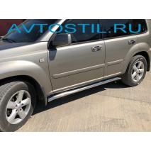 X-Trail Защита штатного порога труба 42 мм нержавейка