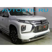 Pajero Sport Защита переднего бампера труба 76 мм нержавейка