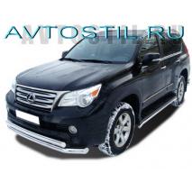 GX 460 Передняя защита бампера дуга двойная овал 76/75х42 мм нержавейка