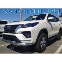 Fortuner 2020 Передняя защита труба двойная 76/60 мм нержавейка