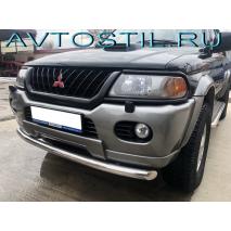 Pajero Sport Защита переднего бампера труба 60 мм нержавейка