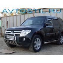 Pajero 4 Передняя защита кенгурятник с клыками 60 мм нержавейка