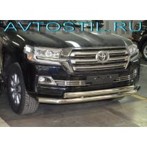 Land Cruiser 200 Защита переднего бампера двойная 76/75x42 мм нержавейка