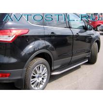 Kuga 2013 Пороги подножки площадки с резиновой накладкой Premium