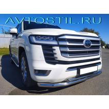 Land Cruiser 300 Защита переднего бампера труба двойная 76/60 мм нержавейка