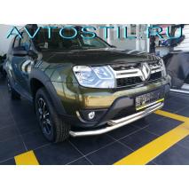 Duster Защита переднего бампера труба двойная 60/42 мм нержавейка