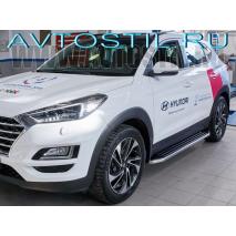 Tucson Пороги подножки площадки с резиновой накладкой Premium