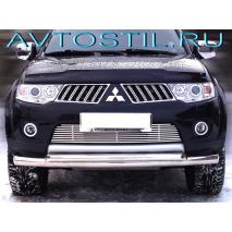 Pajero Sport Передняя защита труба двойная 76/60 мм нержавейка